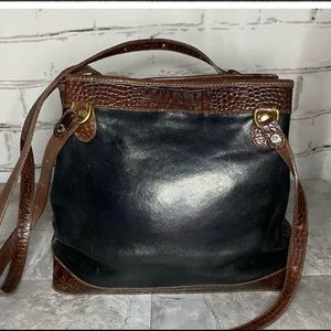 VTG Brahmin Mocha Pecan Leather Croc Crossbody Bag